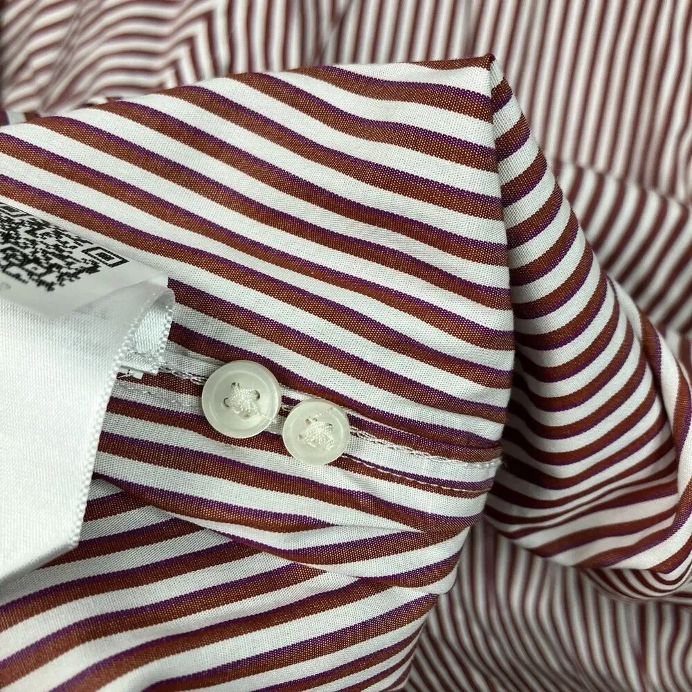 J Crew Jules Poplin Button Up Shirt Womens 18 Burgundy Striped CN851‎